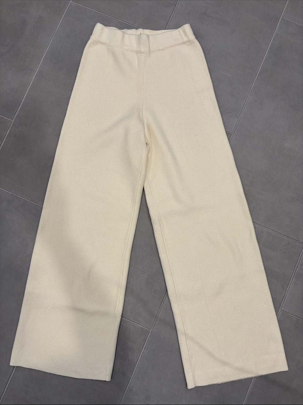 English Factory Cream Wide-Leg Knit Pants size Small